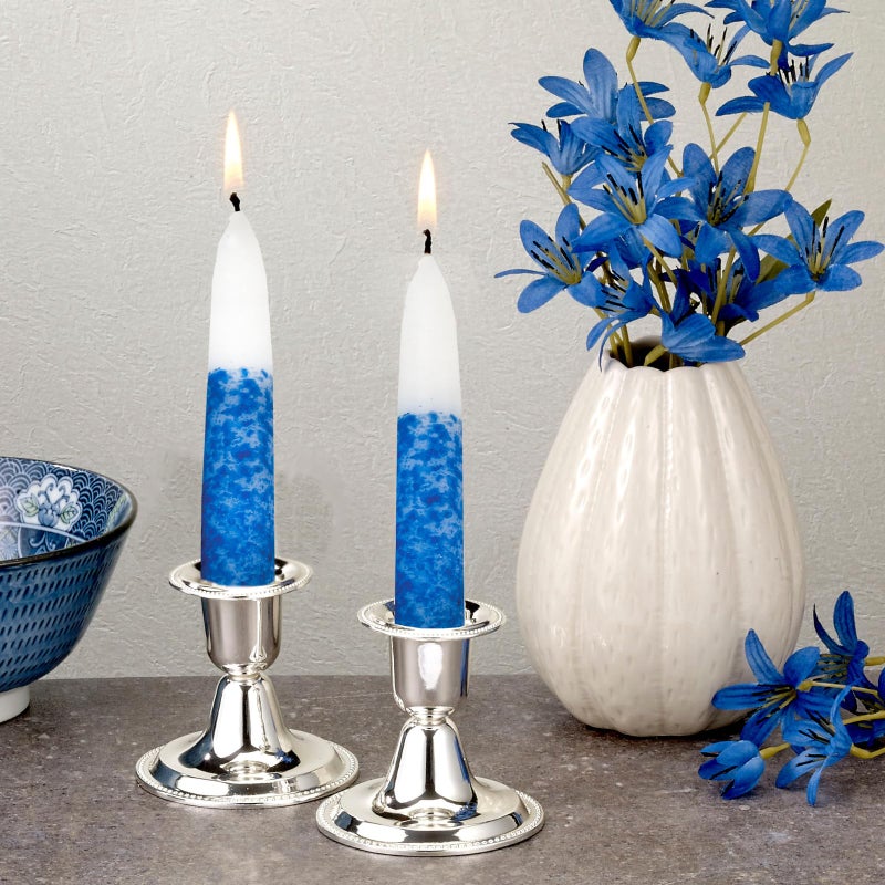 Rite Lite Blue & White Shabbat Candles Premium 12 Pack Traditional Dinner Table Jewish Household Shabbos Candles Religious Home Decor with Beautiful Gift Box & Artistic Card - Image 5